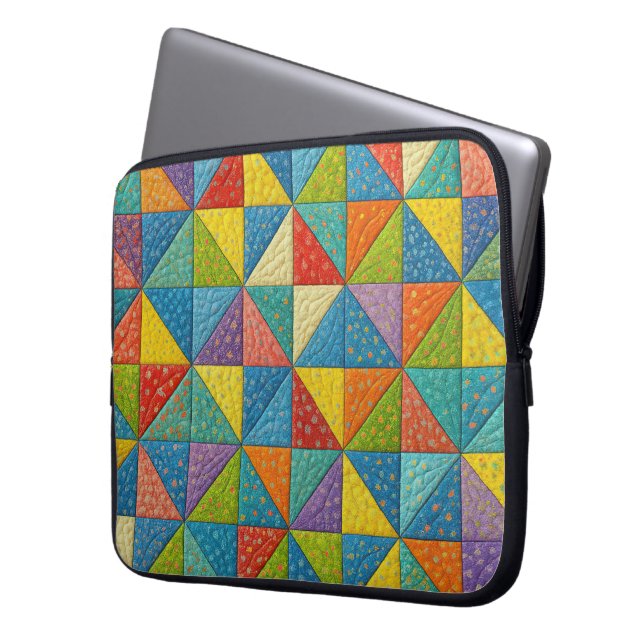Funda Para Portátil Colorful Pinwheel Quilt Design (Anverso izquierdo)