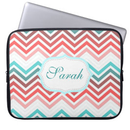 Funda Para Portátil Colorful red, pink, blue, teal chevron zigzag