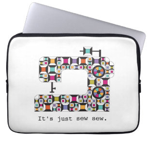 Funda Para Portátil Colorful Sewing Machine Quilt Pattern