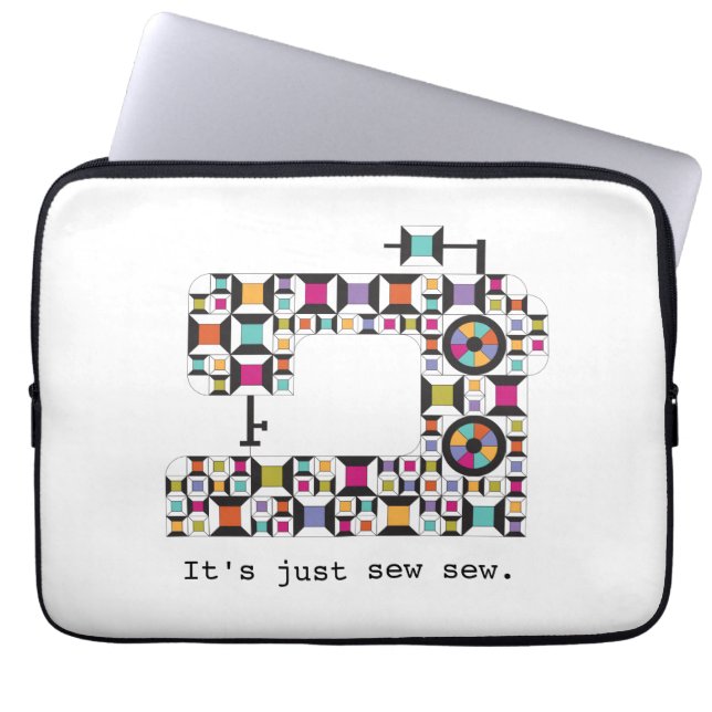 Funda Para Portátil Colorful Sewing Machine Quilt Pattern (Frente)