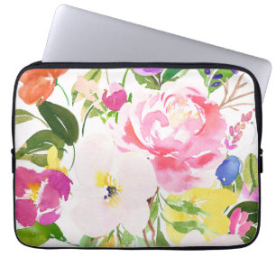 Funda Para Portátil Colorida acuarela Primavera florecimiento floral