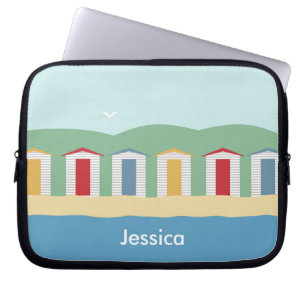 Funda Para Portátil Colorida fila de cabañas de playa verano personali