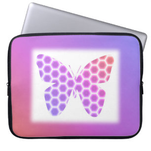 Funda Para Portátil Colorida pintura de mariposa geométrica rosa púrpu