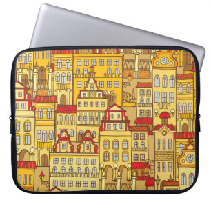 Funda Para Portátil Coloridas Casas Patrón de Ciudad Vintage