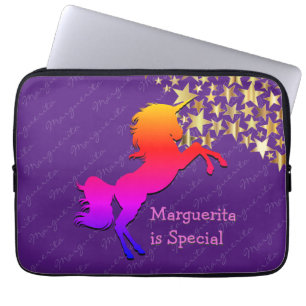 Funda Para Portátil Coloridas estrellas UNICORN Púrpura Personalizado