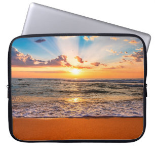 Funda Para Portátil Colorido amanecer de playa del océano con cielo az