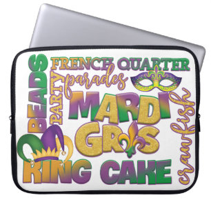FUNDA PARA PORTÁTIL COLORIDO BARRIO FRANCÉS KING CAKE MARDI GRAS