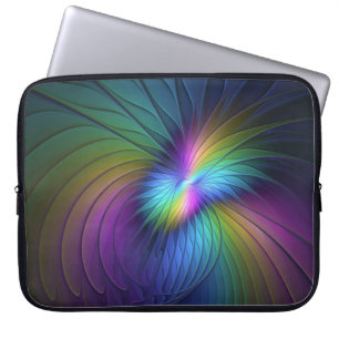 Funda Para Portátil Colorido Con Azul Moderno Resumen Arte Fractal