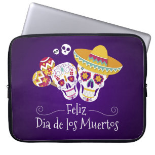 Funda Para Portátil Colorido Día de los Muertos   Funda Portátil