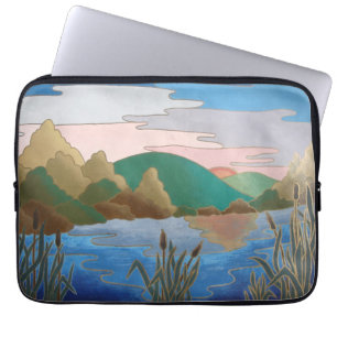Funda Para Portátil colorido paisaje de arte abstracto contemporáneo