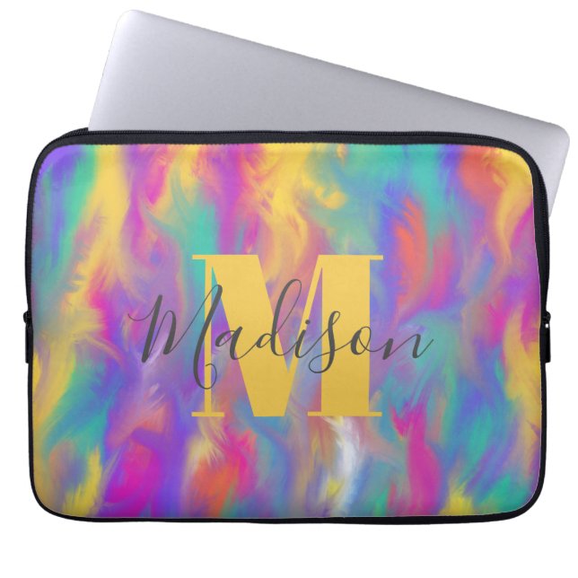 Funda Para Portátil colorido Resumen pintura artística Monograma (Frente)