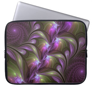 Funda Para Portátil Colorido Resumen Violeta Púrpura Khaki Arte Fracta