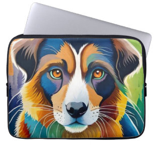 Funda Para Portátil Colorido retrato lindo del perro