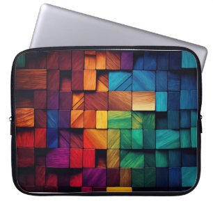 FUNDA PARA PORTÁTIL COLORIDOS BLOQUES DE MADERA