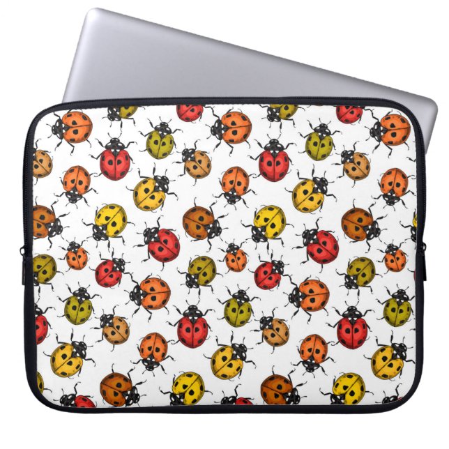 Funda Para Portátil Coloridos ladybugs sobre blanco (Frente)