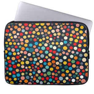 Funda Para Portátil Coloridos puntos de polka en un fondo oscuro