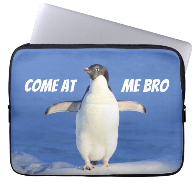 Funda Para Portátil Come at Me Bro Funny Meme Penguin (Frente)