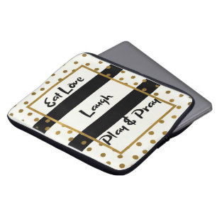 Funda Para Portátil Comer amor reír rezar rezar puntos de oro negro po