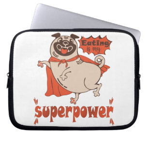 Funda Para Portátil Comer es mi sobrenombre rojo cloak pug estilo cómi