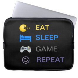 Funda Para Portátil Comer juego de sueño repetir divertida obsesión de