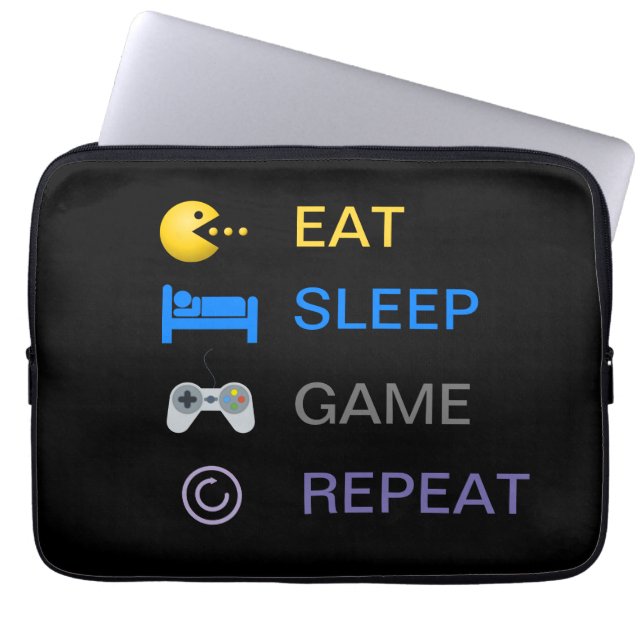 Funda Para Portátil Comer juego de sueño repetir divertida obsesión de (Frente)