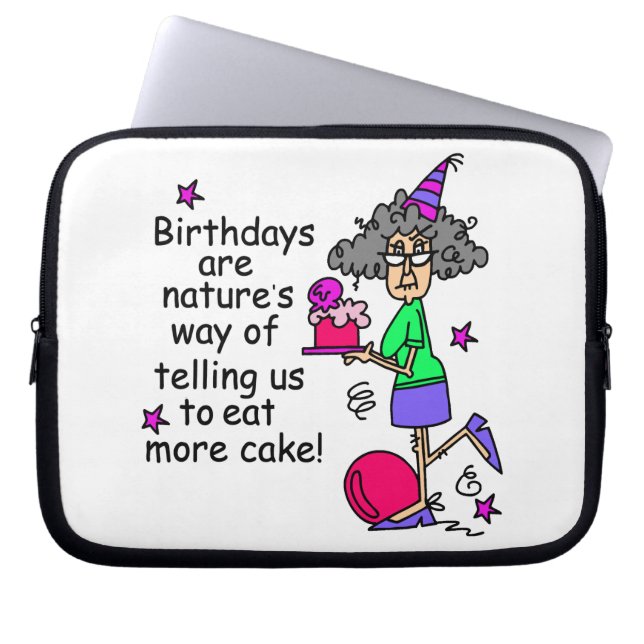 Funda Para Portátil Comer más humor de cumpleaños de pasteles (Frente)