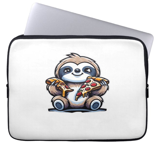 Funda Para Portátil Comer pizza humorística, Kawaii Animal Lover (Frente)