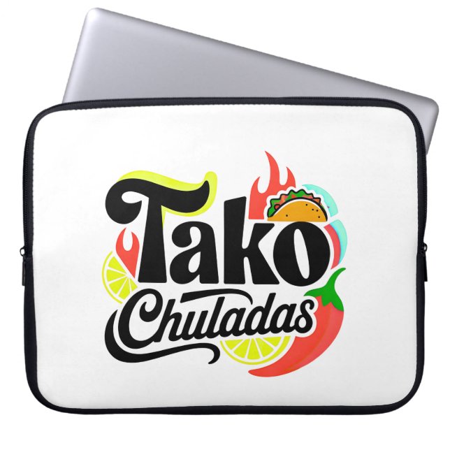 Funda Para Portátil Comida Mexicana Retro "Tako Chuladas" Tacos Comput (Frente)