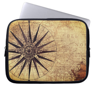 Funda Para Portátil Compass Discovery Age World Map Vintage