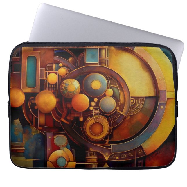Funda Para Portátil Composición de Orbe Mecánico Steampunk (Frente)