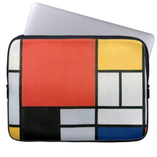 Funda Para Portátil Composición Mondrial Negro Rojo Amarillo