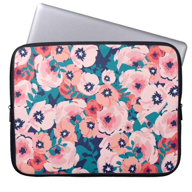 Funda Para Portátil Comprimido Floral de acuarela: Peonies de época. (Frente)