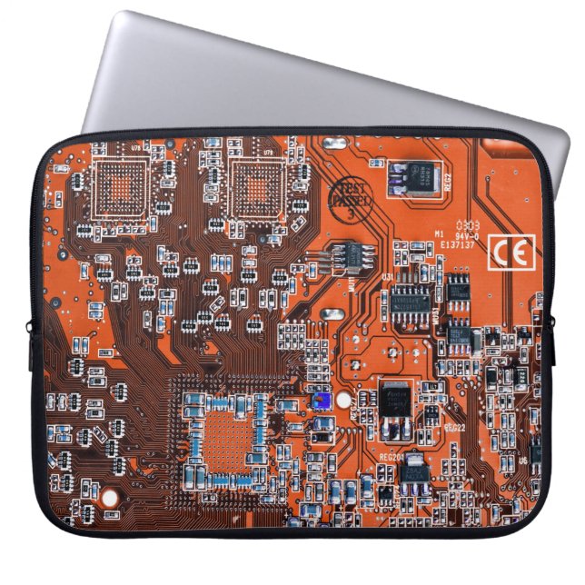 Funda Para Portátil Computer Geek Circuit Board Orange (Frente)