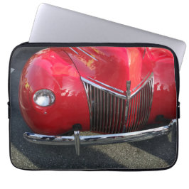 Funda para portátil con auto vintage rojo de los a