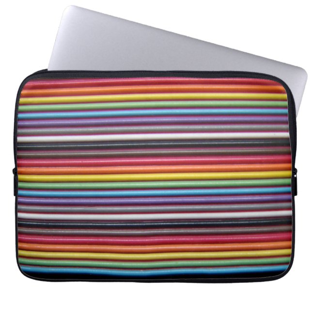 Funda para portátil con cable de cinta arco iris (Frente)