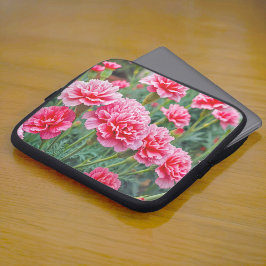 Funda para portátil con claveles rosas