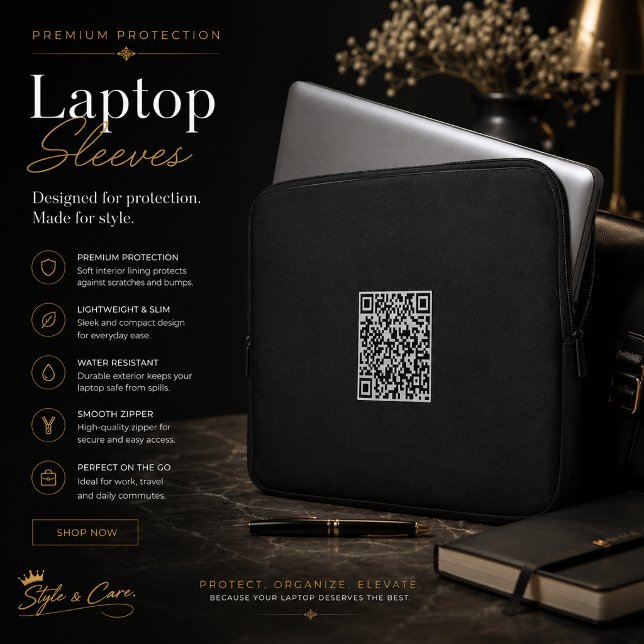 Funda para portátil con código QR personalizado pa (Custom QR Code Laptop Sleeve for Brand Promotion)