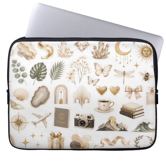 Funda para portátil con colección de pegatinas de  (Frente)