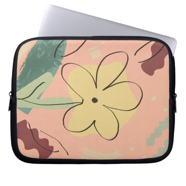Funda para portátil con diseño floral mono (Frente)