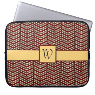 Funda para portátil con estampado de chevron y leo