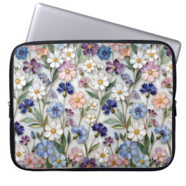 Funda para portátil con estampado de flores silves