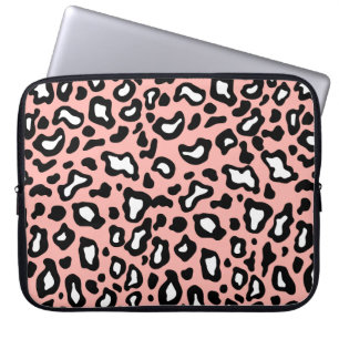 Funda para portátil con estampado de leopardo rosa