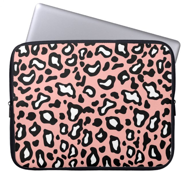 Funda para portátil con estampado de leopardo rosa (Frente)