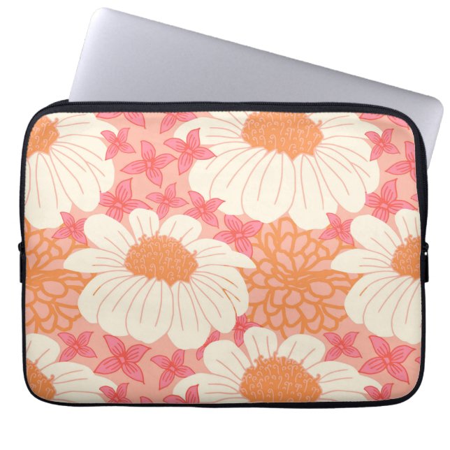 Funda para portátil con estampado floral rosa (Frente)