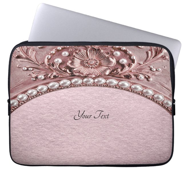 Funda para portátil con flor rosa (Frente)