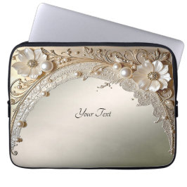 Funda para portátil con flores blancas modernas y