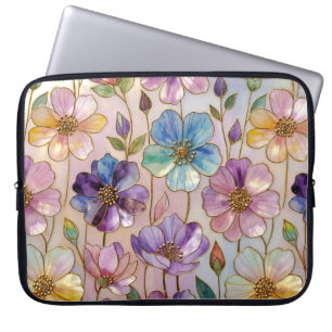 Funda para portátil con flores delicadas y pastele