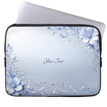 Funda para Portátil con Flores Ornamentadas Azules