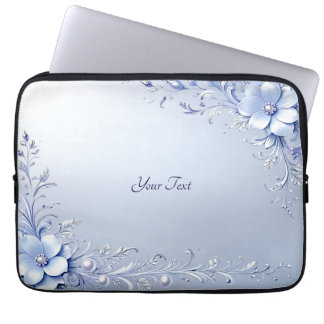 Funda para Portátil con Flores Ornamentadas Azules