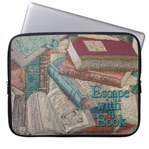 Funda para portátil con fondo de libros antiguos